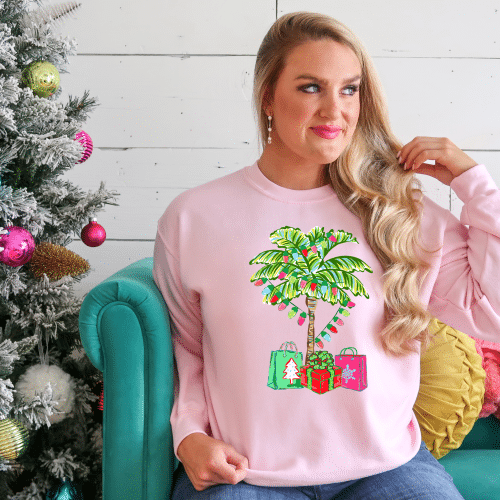 Preppy Palm Tree Christmas Sweatshirt