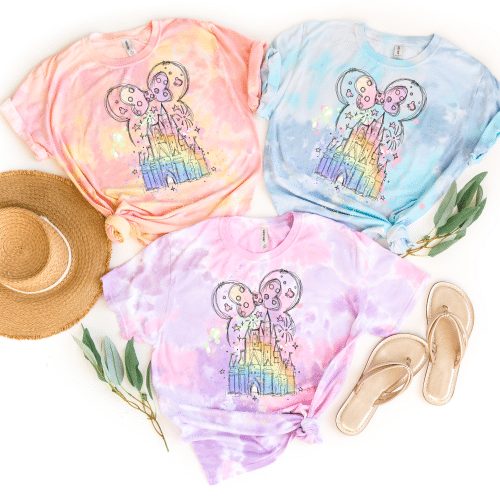 Minnie Mouse Watercolor Castle Tie Dye Shirt