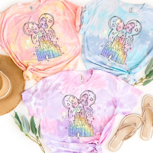 Minnie Mouse Watercolor Castle Tie Dye Shirt