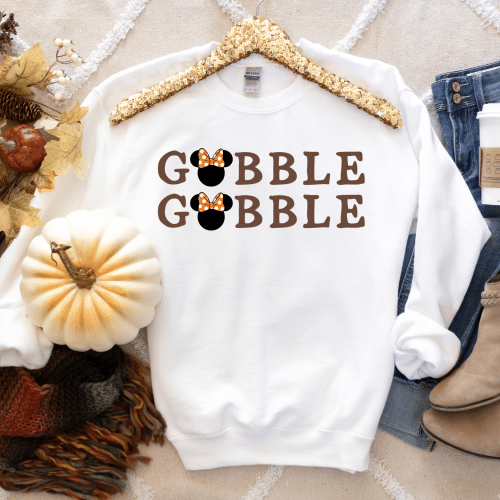 Gobble Gobble Mickey or Minnie Mouse Sweatshirt