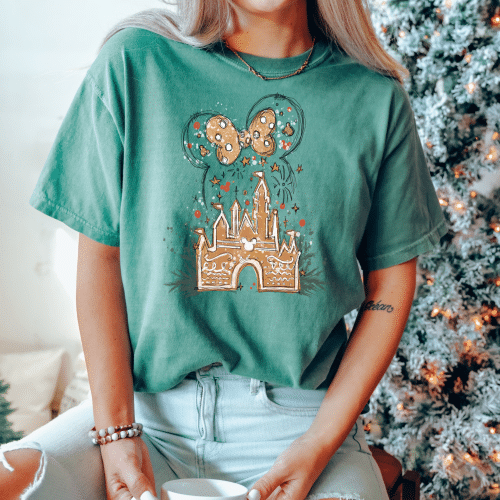 Minnie Mouse Gingerbread Castle Comfort Colors Christmas Shirt