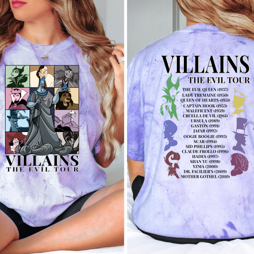 Disney Villains The Evil Tour Front and Back Comfort Colors Shirt