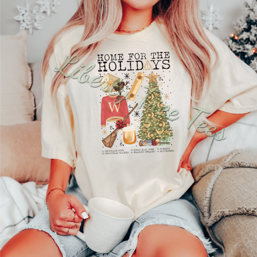 Home For The Holidays HP Comfort Colors Christmas Shirt