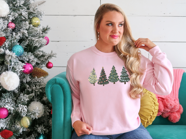 CHRISTMASTREESPINKSWEATER