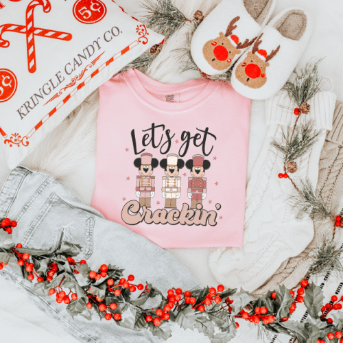 Let’s Get Crackin’ (Pink) Comfort Colors Christmas Shirt