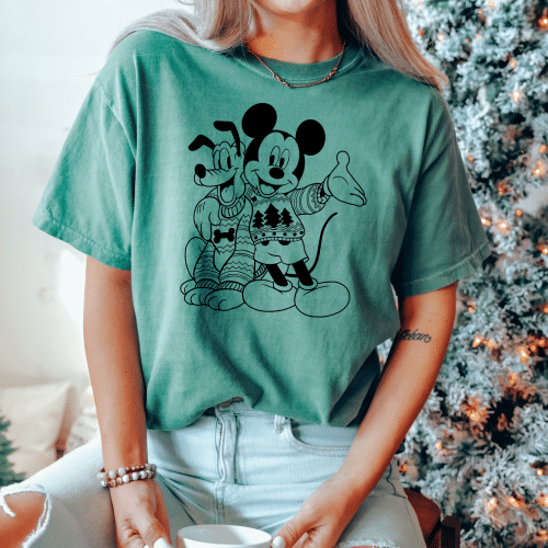 Mickey & Pluto Christmas Comfort Colors Shirt