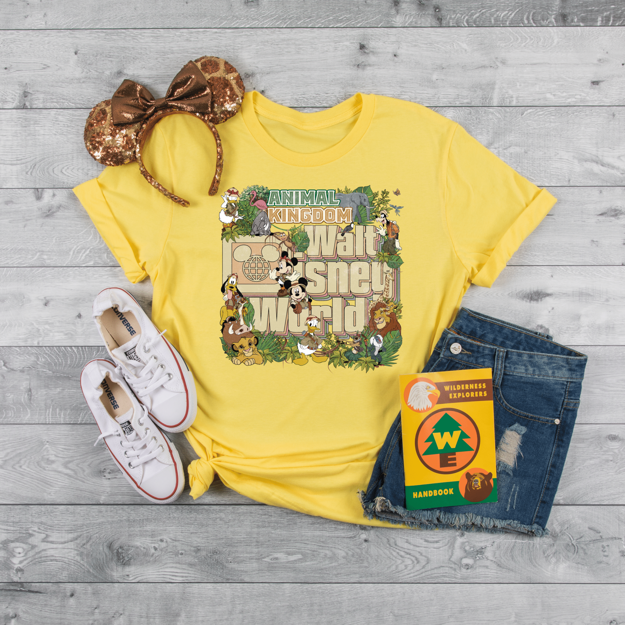 Yellow retro best sale disney world shirt