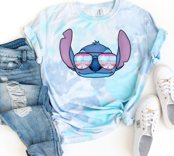 Stitch Aviator Glasses Tie Dye Shirt