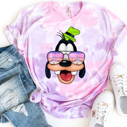 Goofy Castle Aviator Glasses Tie Dye Shirt