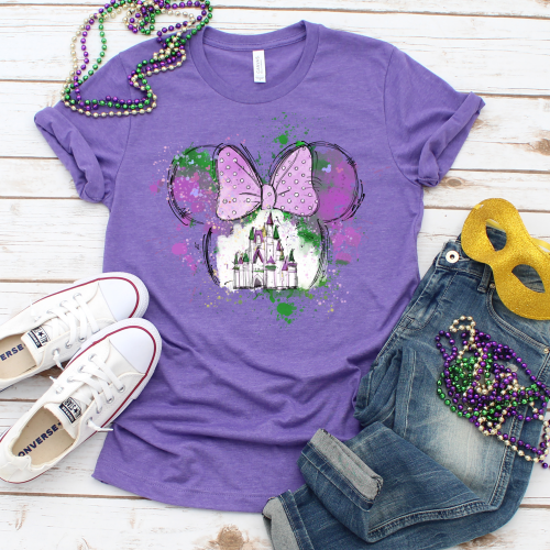 Minnie Mouse Mardi Gras Head Shirt -Toddler & Youth