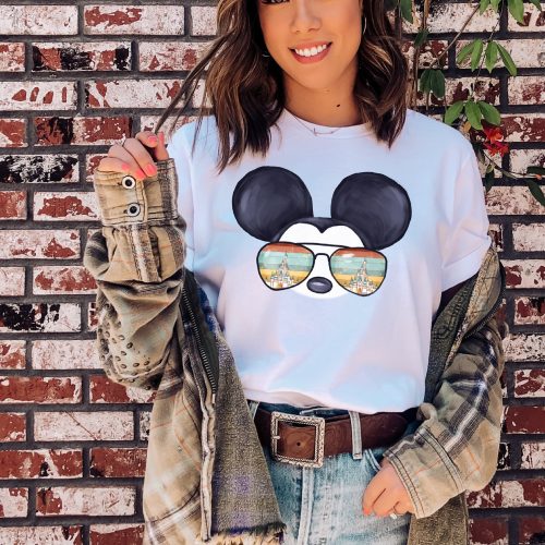 Mickey Mouse Castle Aviator Glasses shirt