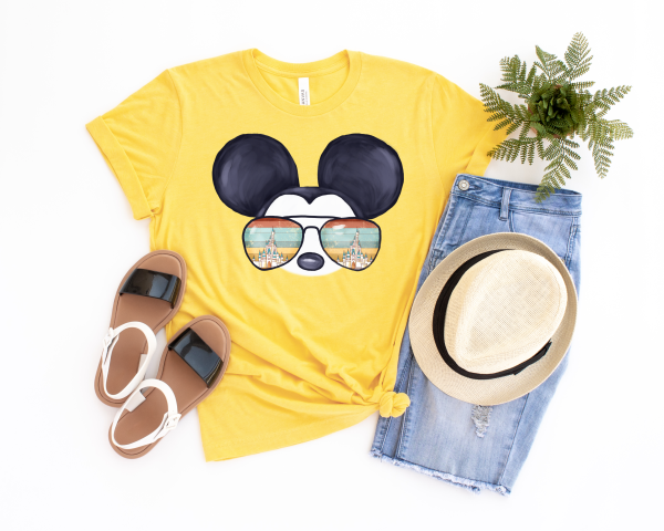 Mickey Mouse Castle Aviator Glasses shirt