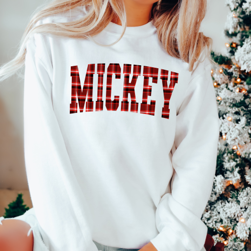 Mickey Plaid Varsity Christmas Sweatshirt