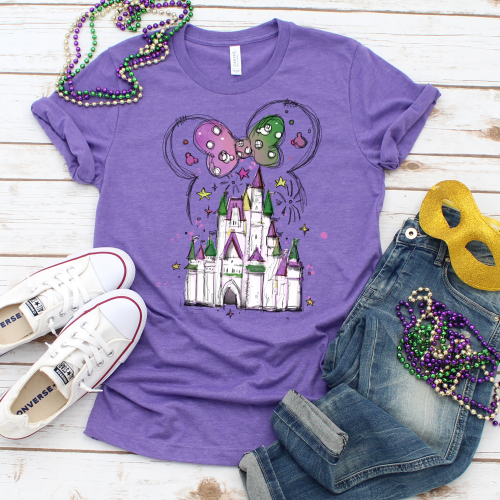 Mickey or Minnie Mouse Mardi Gras Castle Shirt -Toddler & Youth