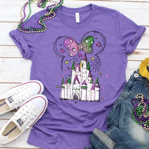 Mickey or Minnie Mouse Mardi Gras Castle Shirt -Toddler & Youth