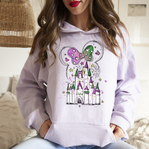 Minnie Mouse Mardi Gras Castle Hoodie