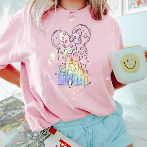 Minnie Mouse Watercolor Castle Shirt