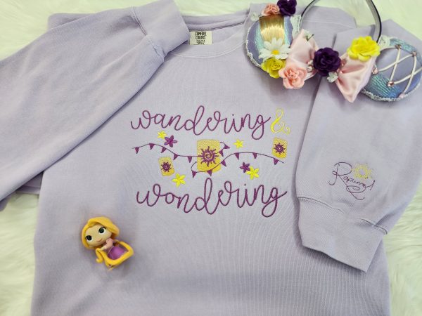 Wandering & Wondering Rapunzel Embroidered Sweatshirt