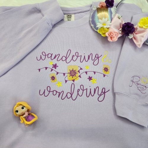 Wandering & Wondering Rapunzel Embroidered Sweatshirt