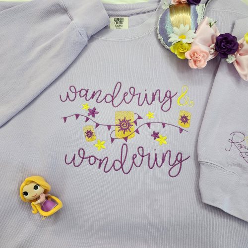 Wandering & Wondering Rapunzel Embroidered Sweatshirt