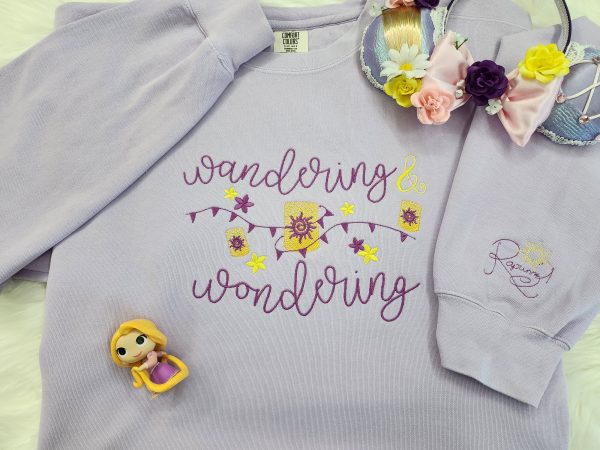 Wandering & Wondering Rapunzel Embroidered Sweatshirt