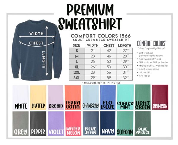 CC SWEATSHIRT COLOR CHART