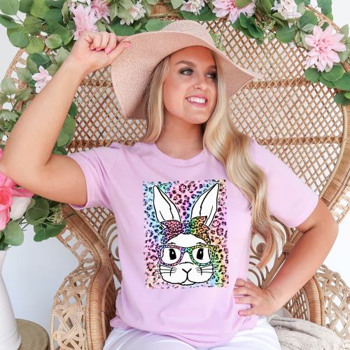 Leopard Easter Bunny With Glasses Shirt