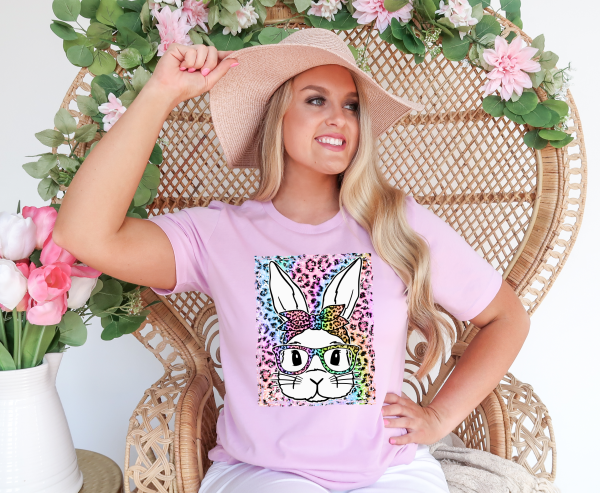 Leopard Easter Bunny With Glasses Shirt