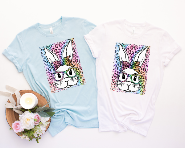 Leopard Easter Bunny With Glasses Shirt