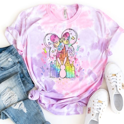 Minnie Mouse Easter Castle Tie Dye Shirt