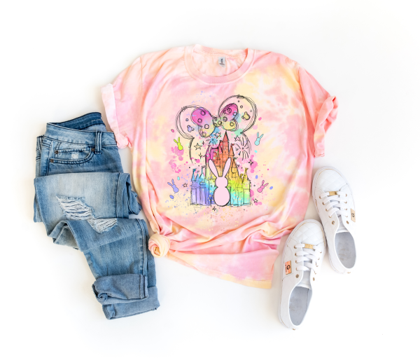 Minnie Mouse Easter Castle Tie Dye Shirt