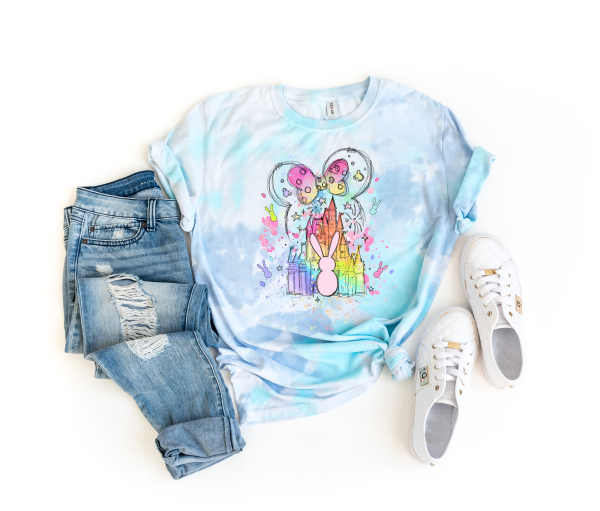 Minnie Mouse Easter Castle Tie Dye Shirt