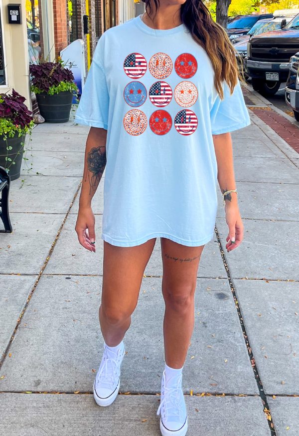 Retro Patriotic Smiley Face Comfort Colors Shirt