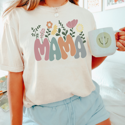 Mama Flowers Comfort Colors Shirt