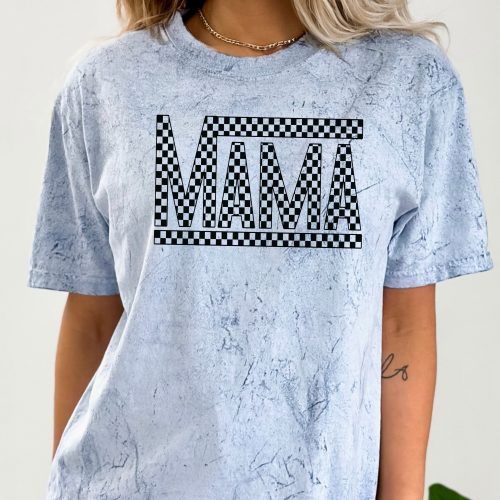 Retro Checkered Mama Comfort Colors Colorblast Shirt