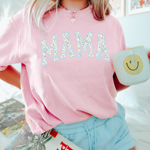 Mama Floral Varsity Comfort Colors Shirt