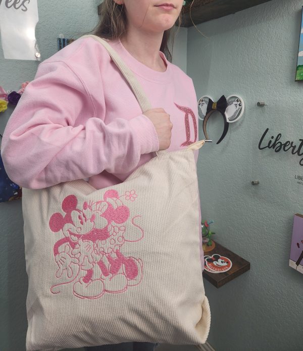 Mickey & Minnie Embroidered Corduroy Tote