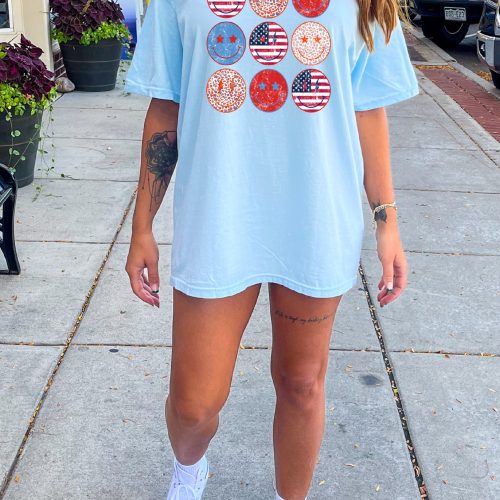 Patriotic Smiley Face Comfort Colors Shirt