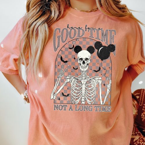 Here For A Good Time Not a Long Time Halloween Comfort Colors Shirt