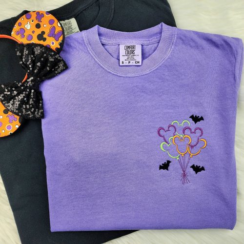 Mickey Halloween Balloons Embroidered Shirt