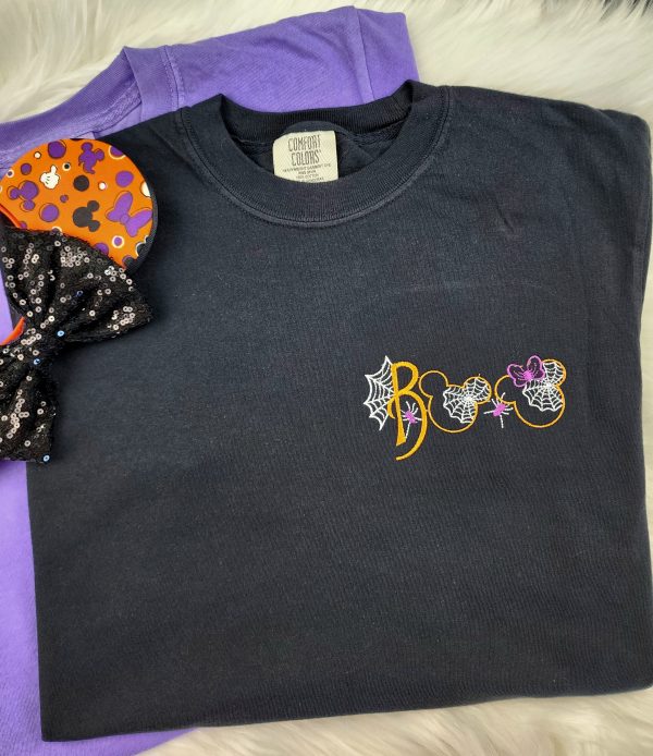 BOO Mickey and Minnie Halloween Embroidered Shirt