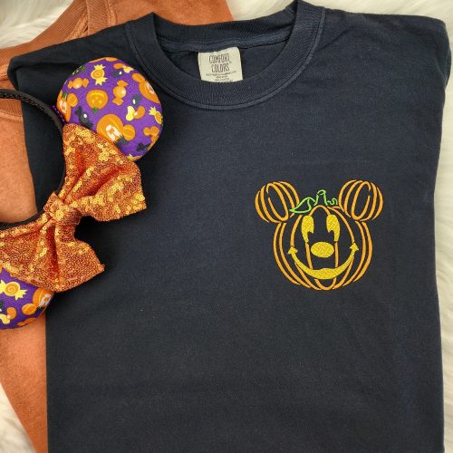 Pumpkin Mickey Halloween Embroidered Shirt