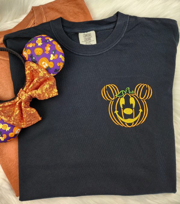 Pumpkin Mickey Halloween Embroidered Shirt