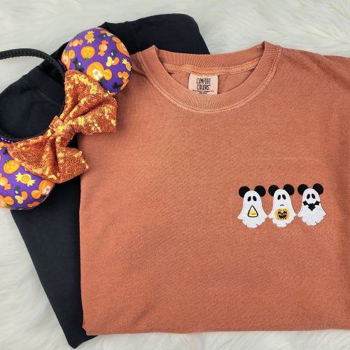 Trick or Treat Mickey Ghosts Embroidered Shirt