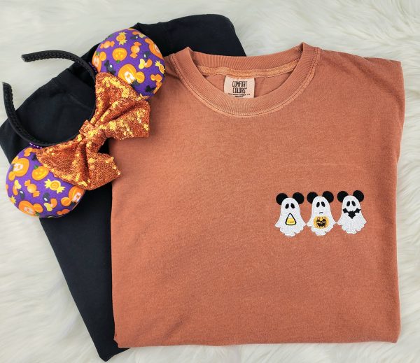 Trick or Treat Mickey Ghosts Embroidered Shirt