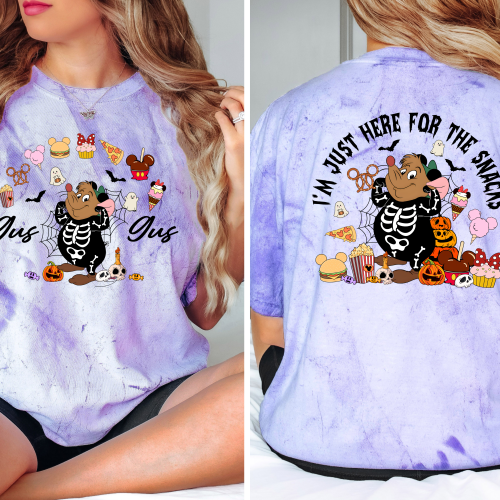 Gus I’m Just Here For The Snacks Halloween Front and Back Comfort Colors Colorblast Shirt