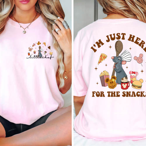 Little Chef I’m Just Here For The Snacks Front And Back Comfort Colors Shirt