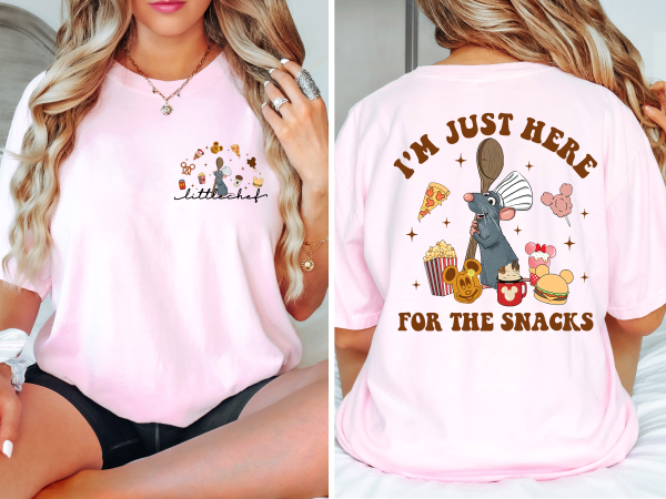 Little Chef I'm Just Here For The Snacks Front And Back Shirt