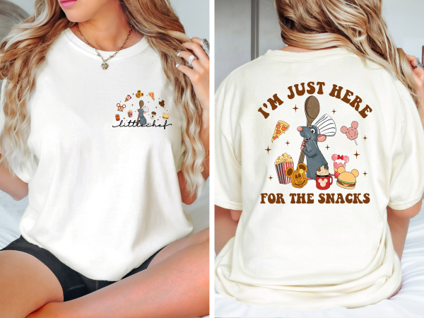 Little Chef I'm Just Here For The Snacks Front And Back Shirt