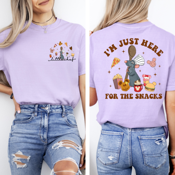 Little Chef I'm Just Here For The Snacks Front And Back Shirt